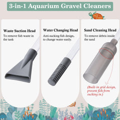 AOZU gros plan sur la tête lave-sable avec grille protectrice pour sécurité des poissons