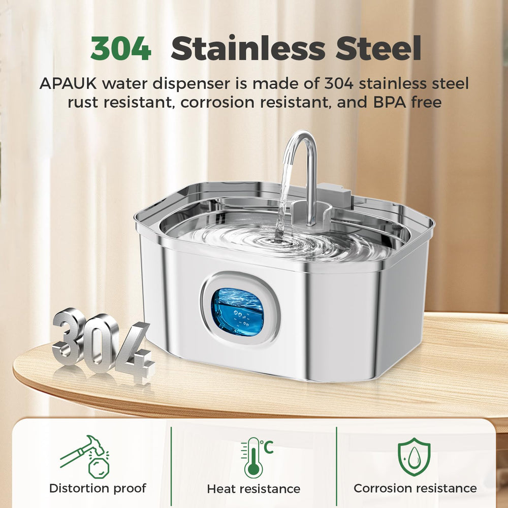 APAUK gros plan acier inox 304 montrant surface anti-corrosion et facilité nettoyage