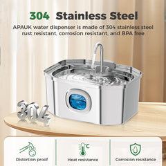 APAUK gros plan acier inox 304 montrant surface anti-corrosion et facilité nettoyage