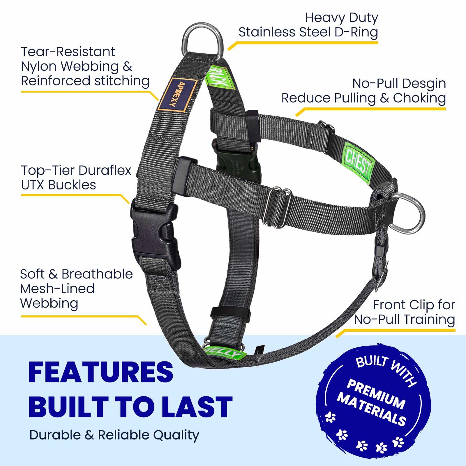 APDEXY rembourrage mesh visible pour confort respirant du chien