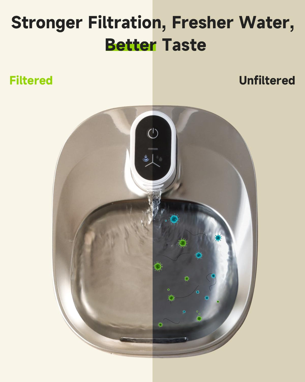 APETDOLA fontaine en usage avec filtre installé, favorise eau plus fraîche