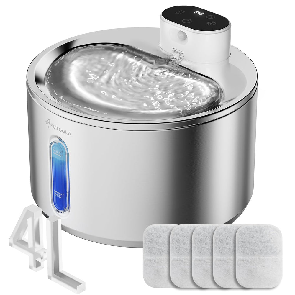 APETDOLA fontaine face avant inox, design hygiénique pratique