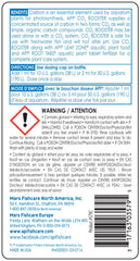 API CO2 BOOSTER étiquette en gros plan indiquant instructions claires