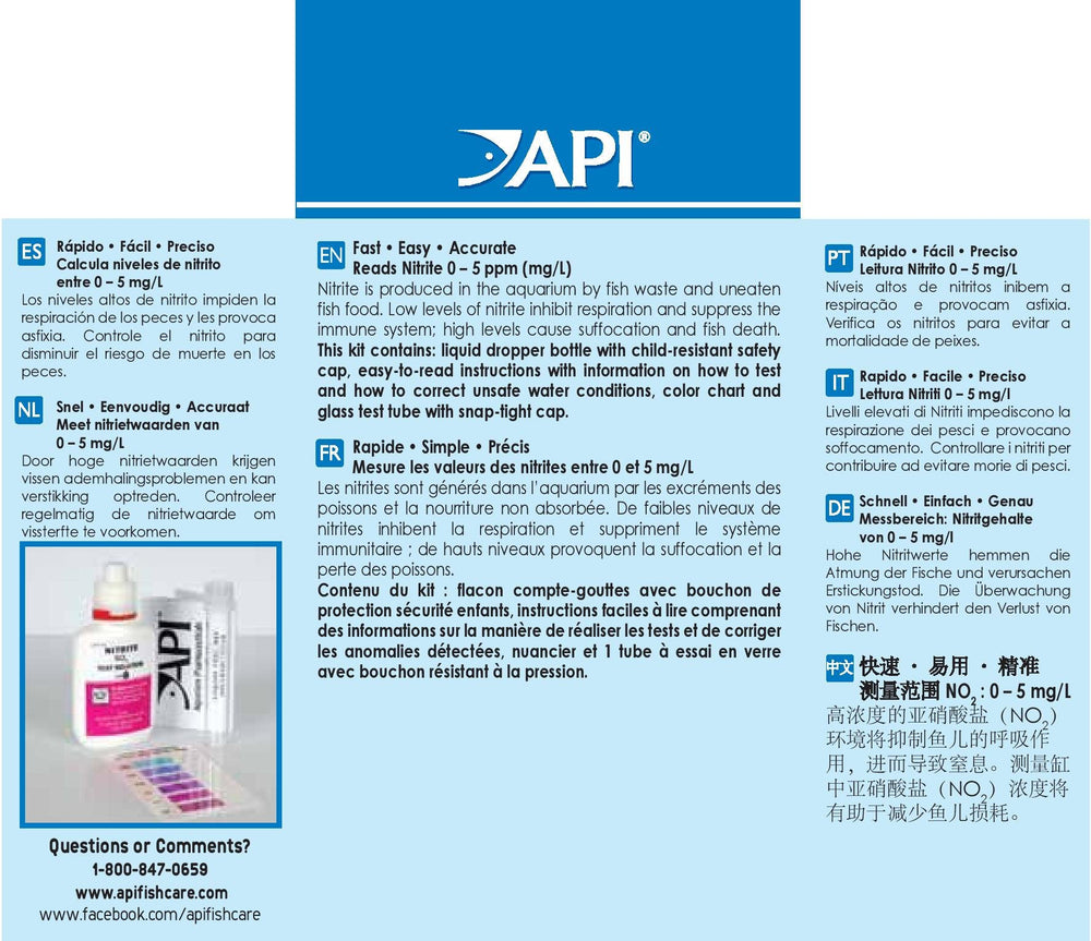 API flacon de solution de test pour nitrite assurant précision domestique