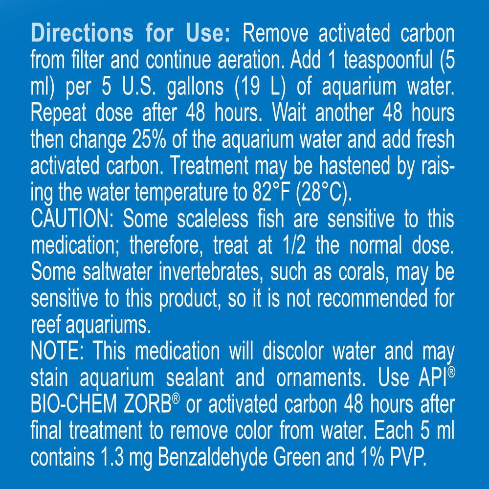 API traitement en aquarium montrant poissons soulagés et eau claire