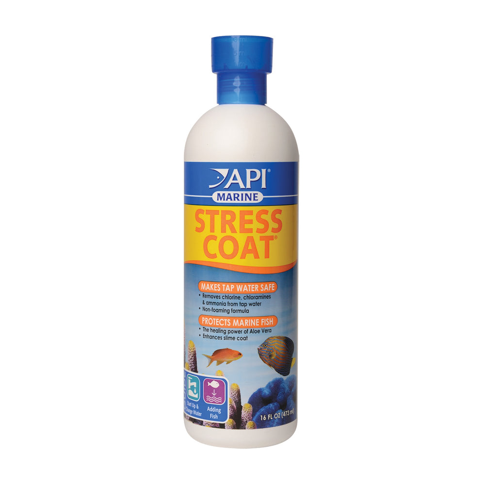 API Marine Stress Coat bouteille avant-plan montrant emballage et information produit