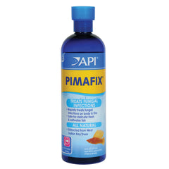 API PIMAFIX emballage avant montrant flacon et dosage, protection des poissons