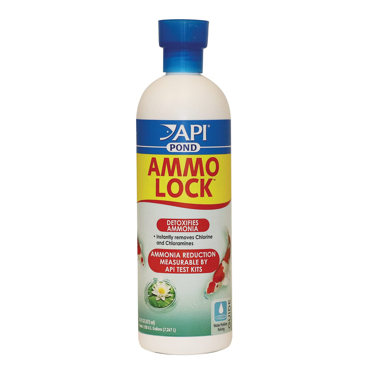 API POND AMMO-LOCK flacon recto montrant volume et forme pour stockage facile