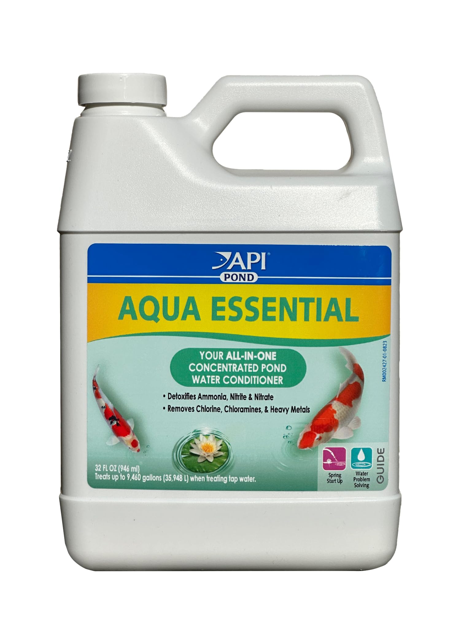 API flacon face montrant le produit et sécurité pour poissons