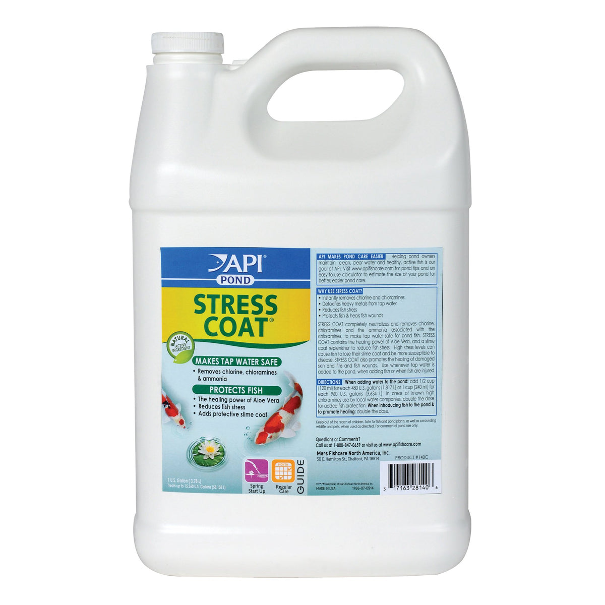 API POND STRESS COAT face avant bouteille, protection rapide des poissons