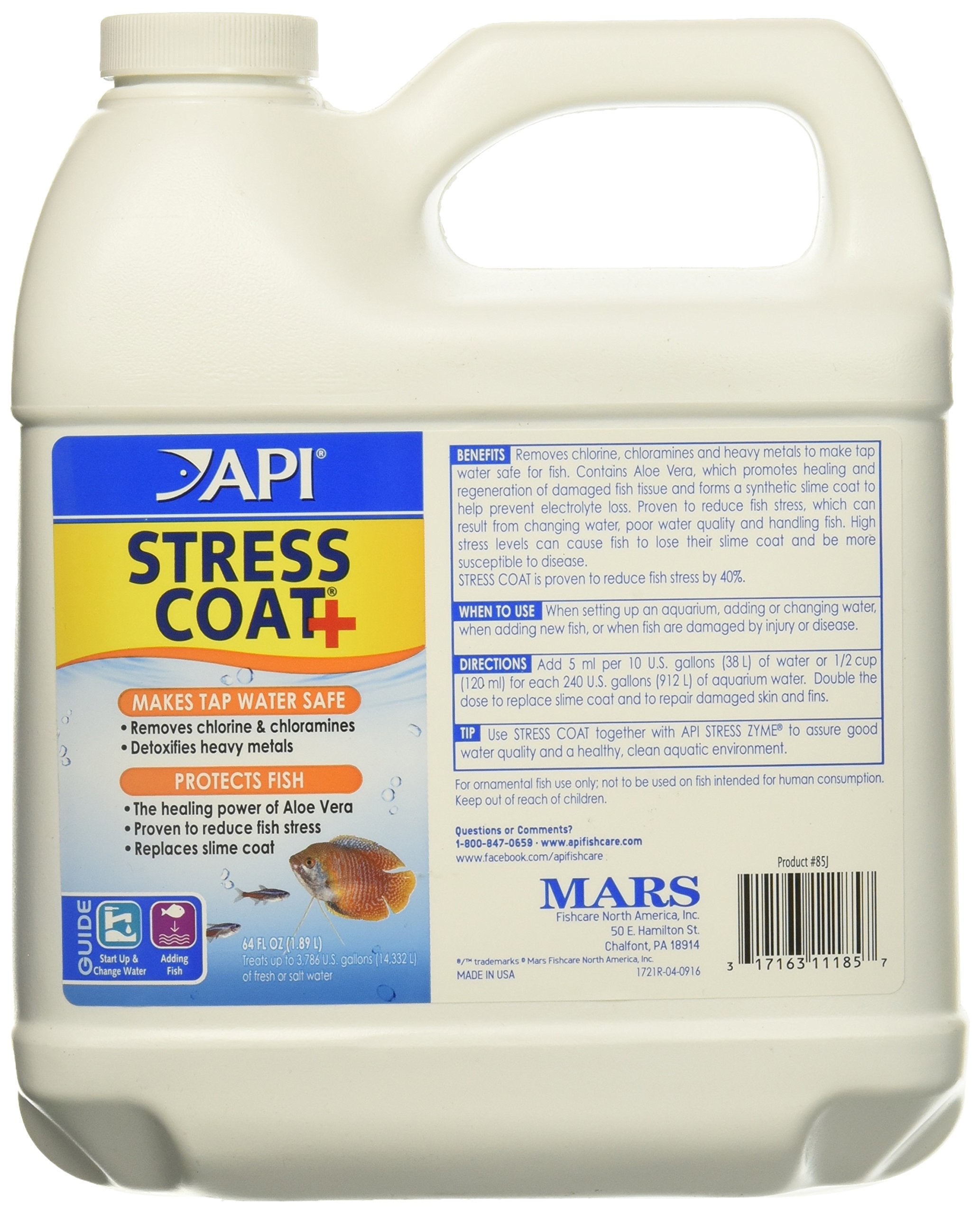 API Stress Coat emballage avant montrant flacon et indication protection mucus des poissons