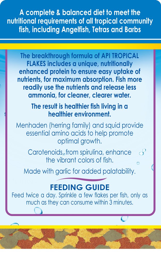 API distribution des flocons dans aquarium avec poissons actifs