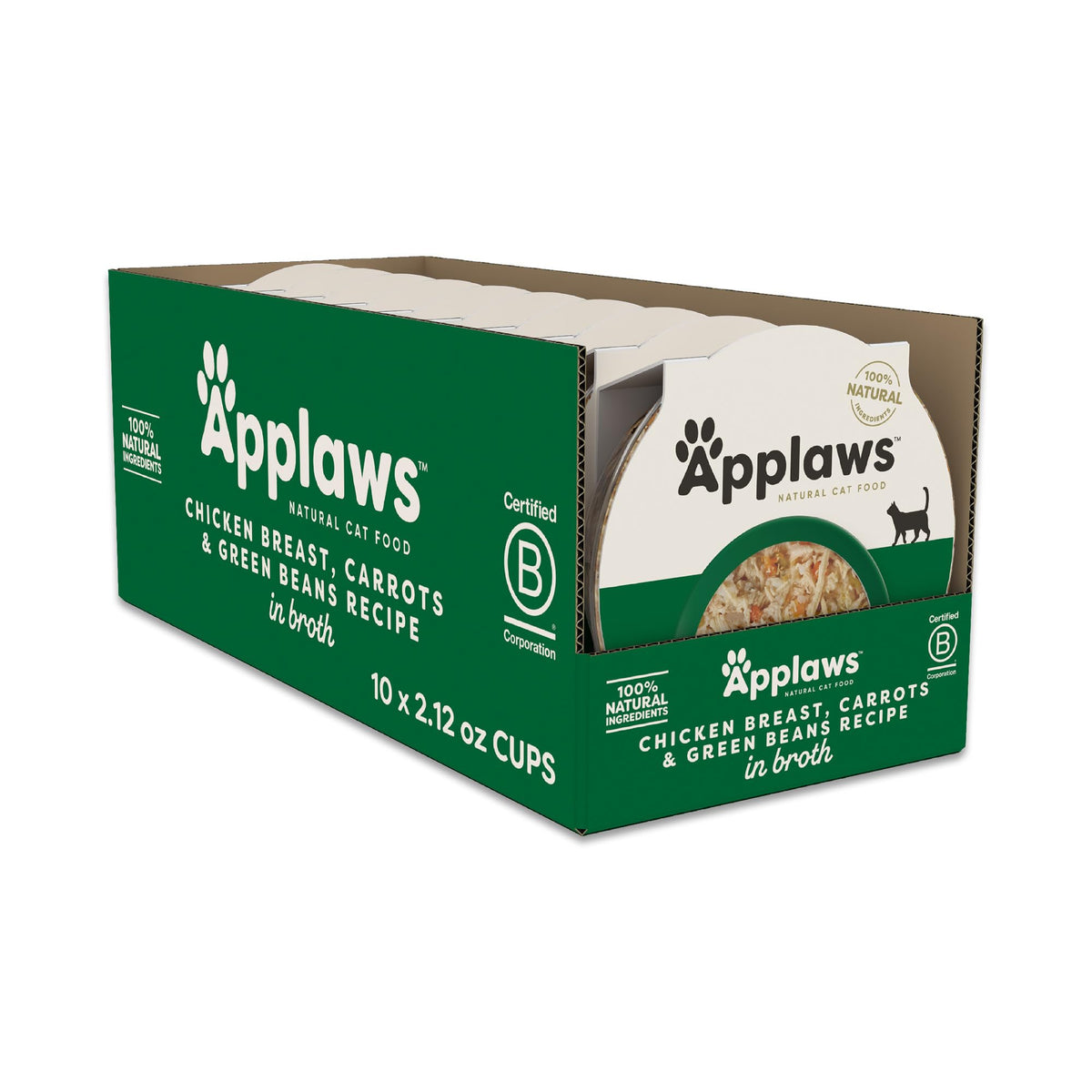 Applaws emballage avant montrant le pack de 10 coupelles et facilité d'usage