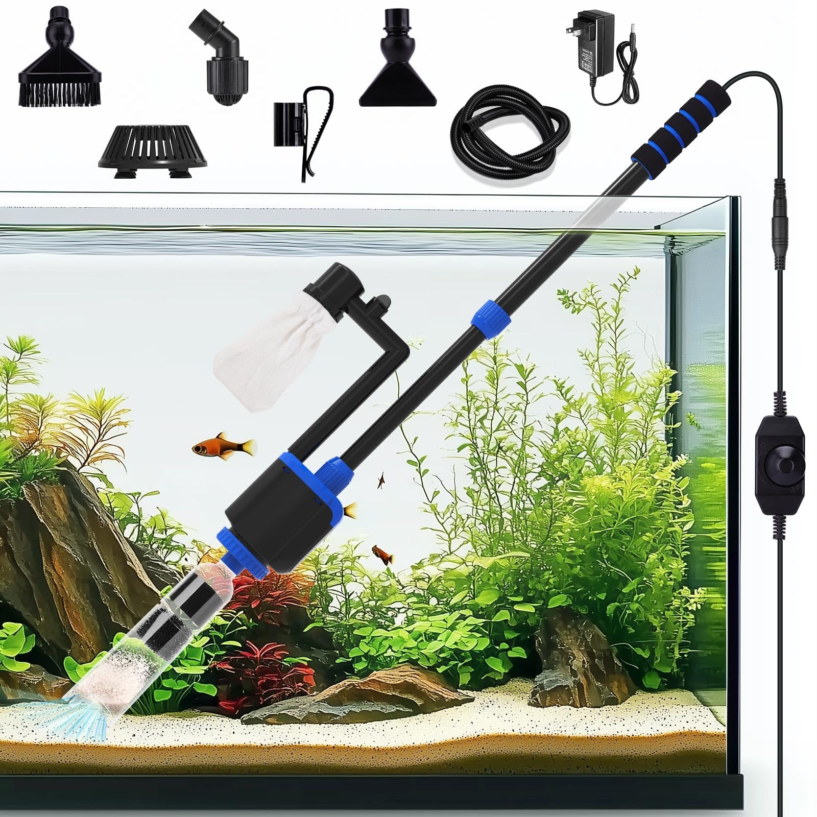 AQQA aspirateur gravier vue face montrant design et prise en main bénéfique