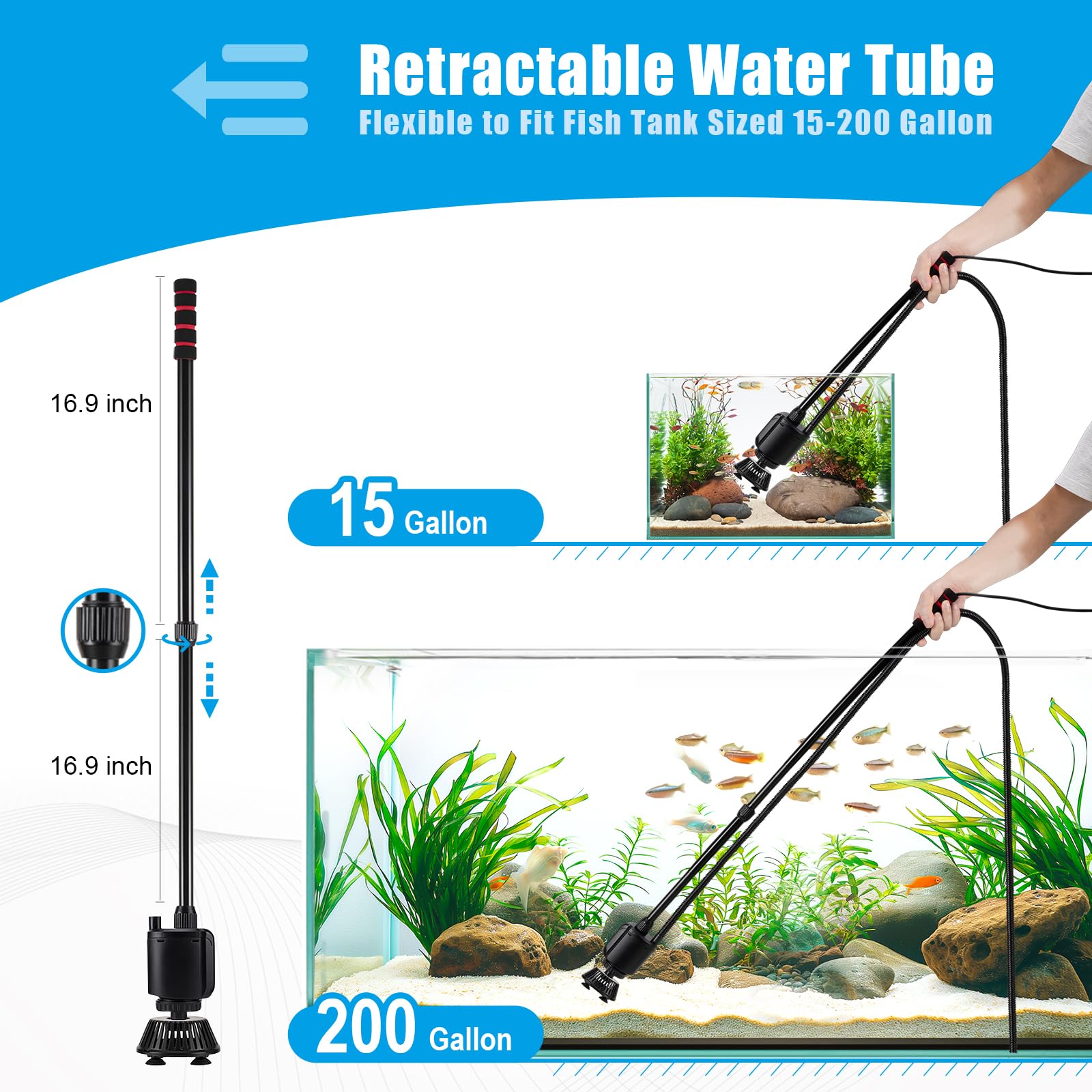 AQQA comparaison d'échelle montre taille compatible pour divers aquariums