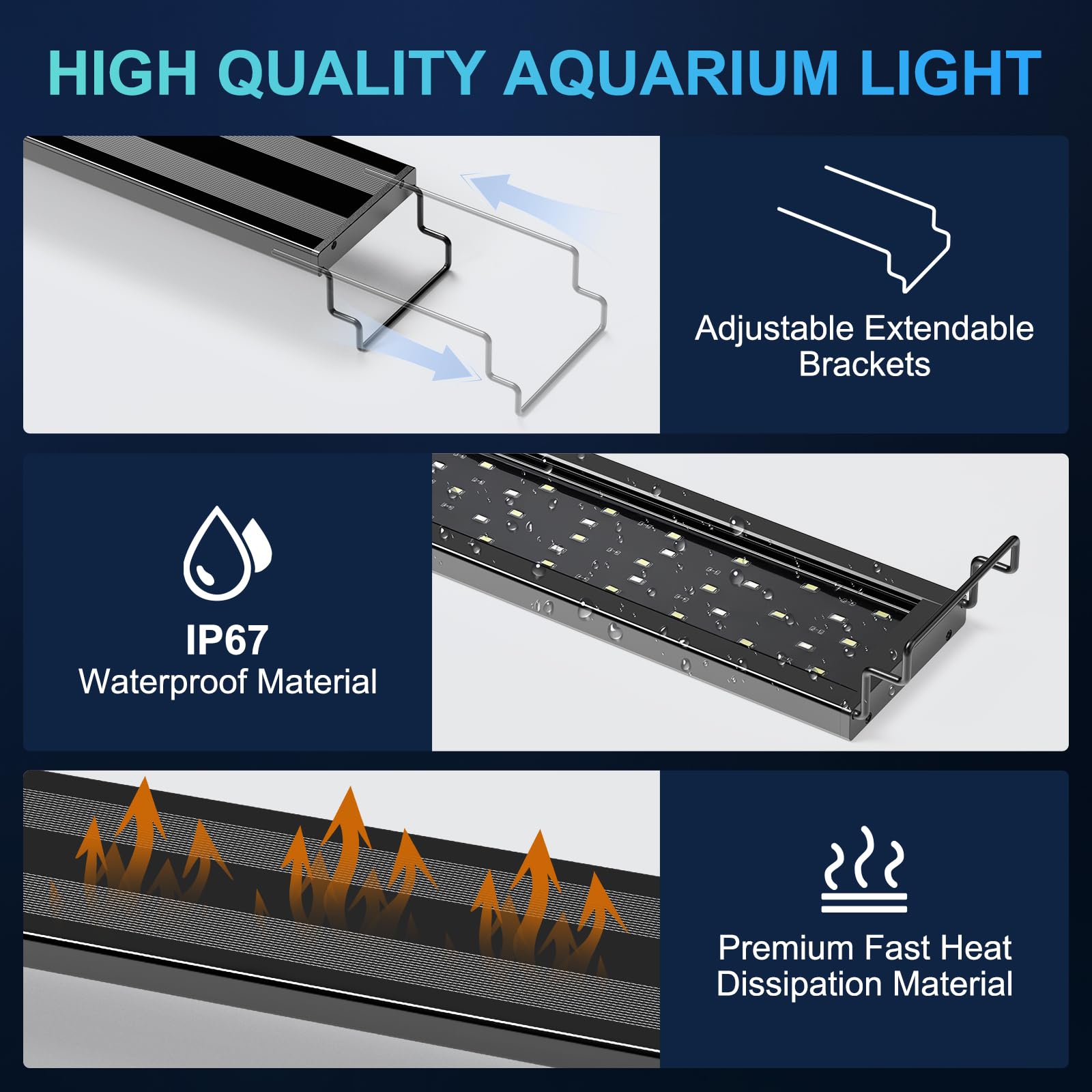 AQQA panneau de réglages montrant niveaux de luminosité ajustables pour précision