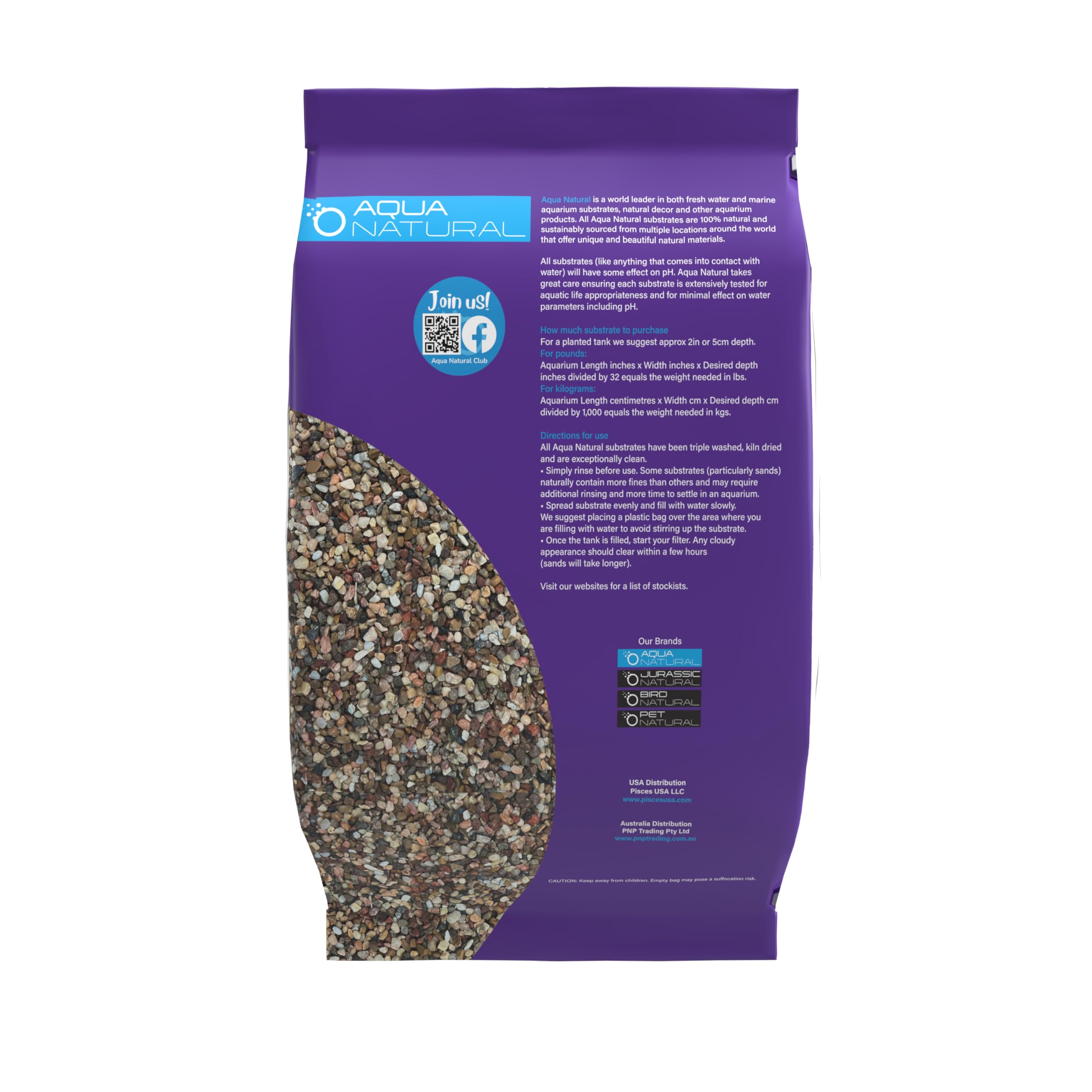 Aqua Natural gros plan sur texture des galets 2–4mm mettant en valeur brillance
