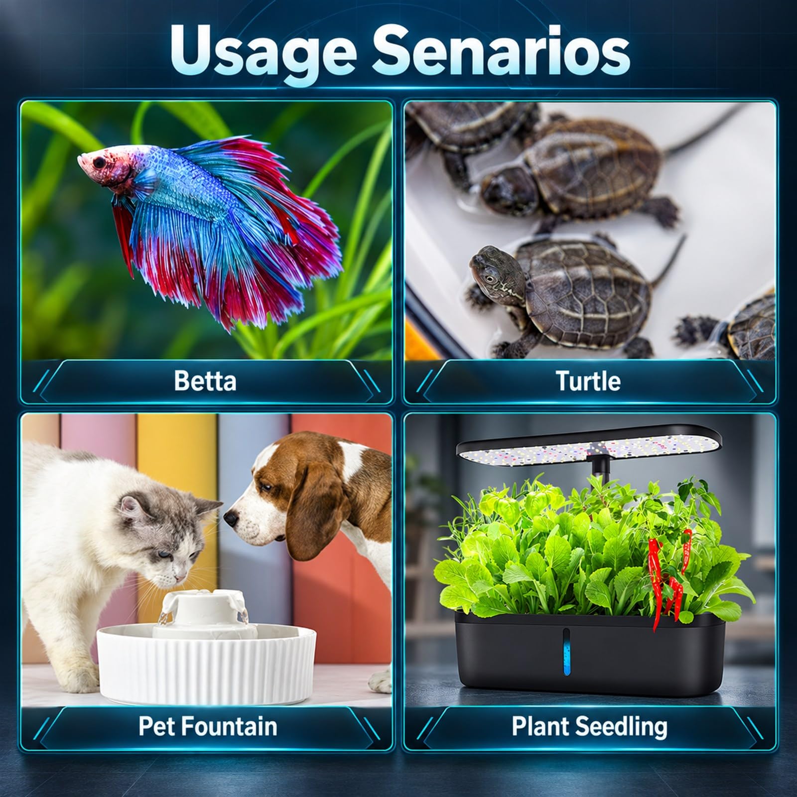AquaMiracle en contexte naturel avec plantes montrant esthétique et faible visibilité