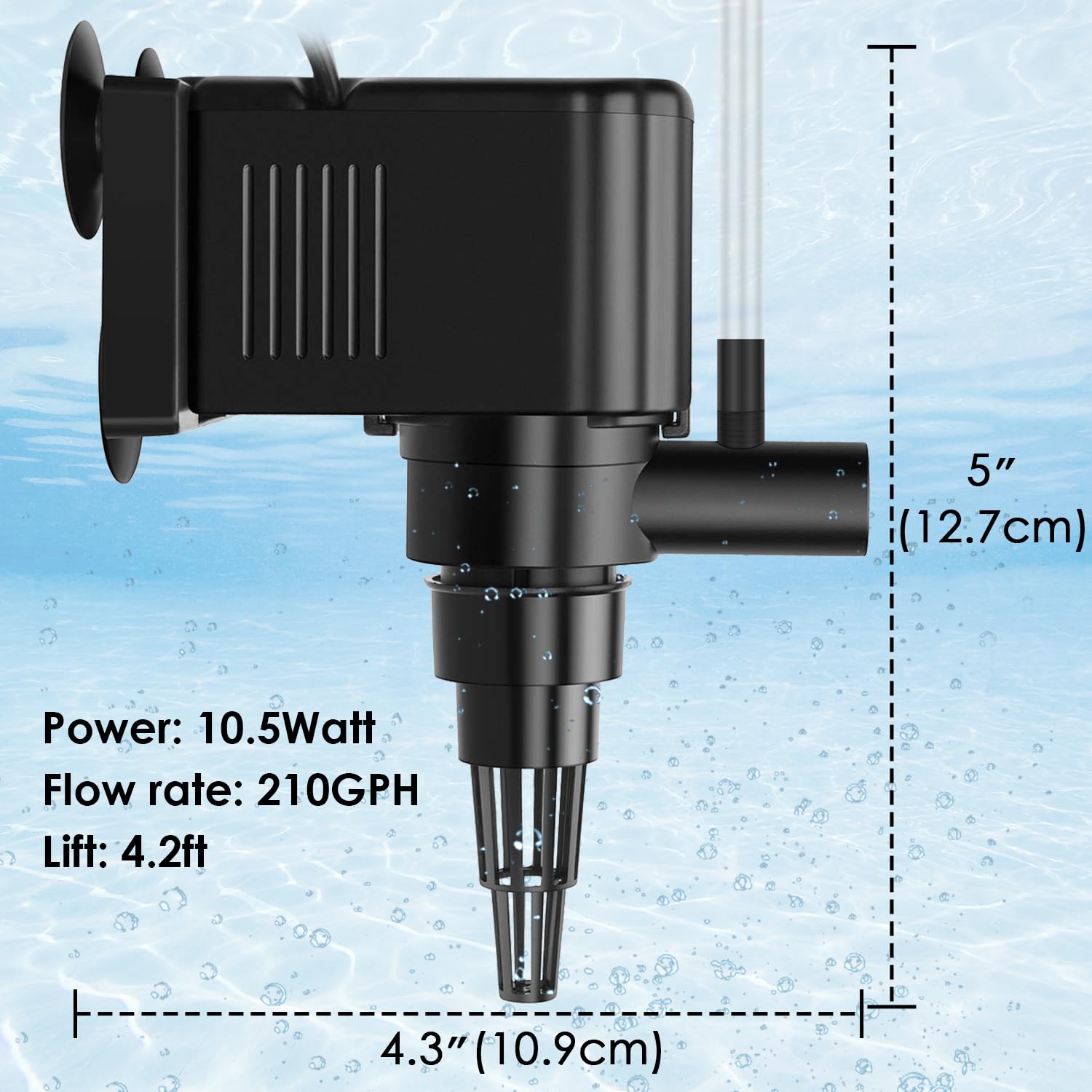 AquaMiracle comparaison d'échelle avec une main montrant la taille compacte pour installation discrète