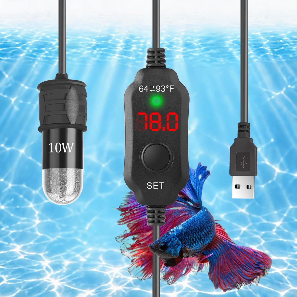 AquaMiracle vue avant du chauffe-eau compact montrant l'appareil et bénéfice gain de place