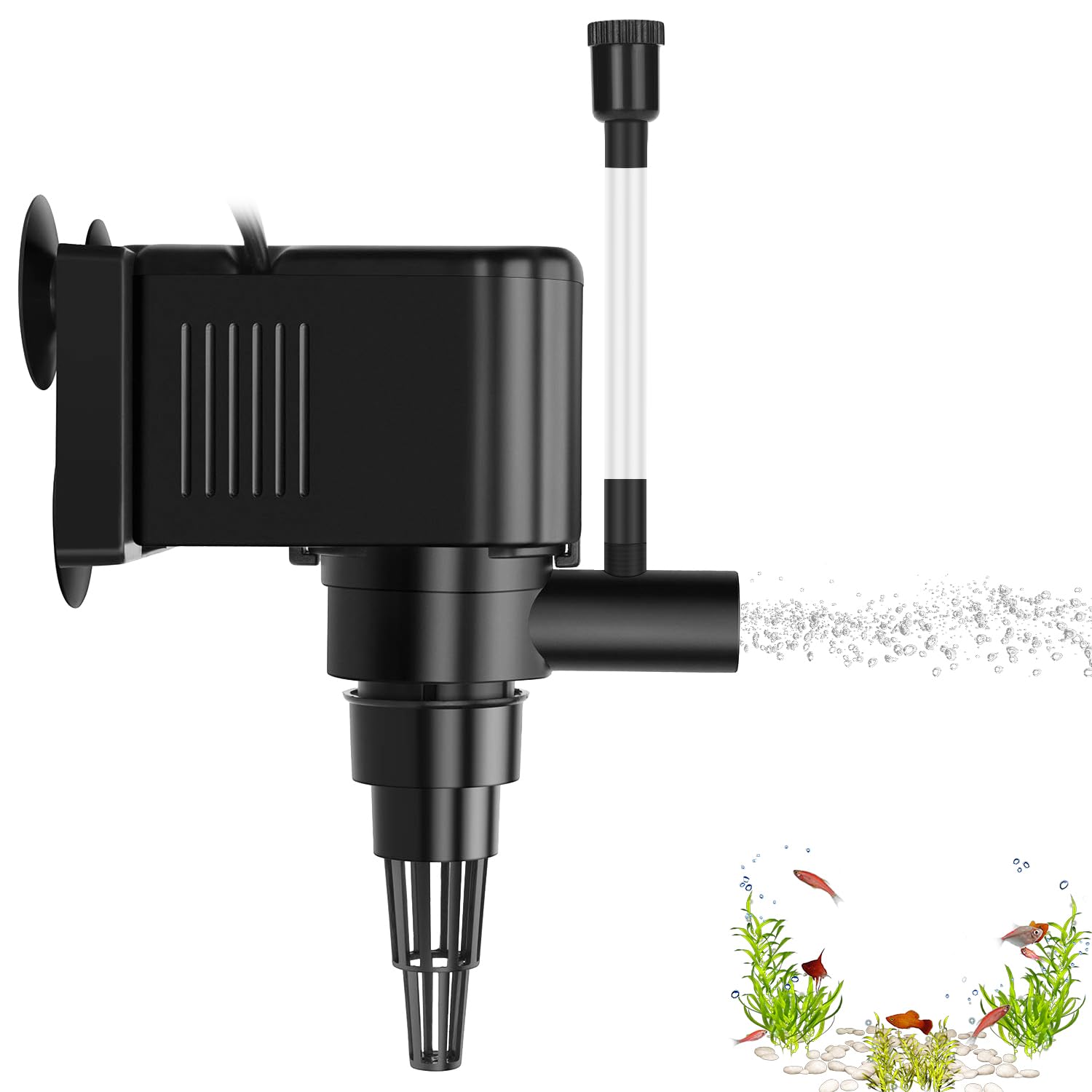 AquaMiracle vue de face de la pompe montrant le boîtier compact et la fixation efficace