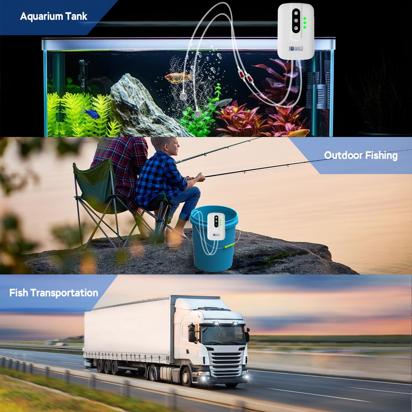 AquaMiracle port USB connecté montrant recharge pratique avec chargeur ou power bank