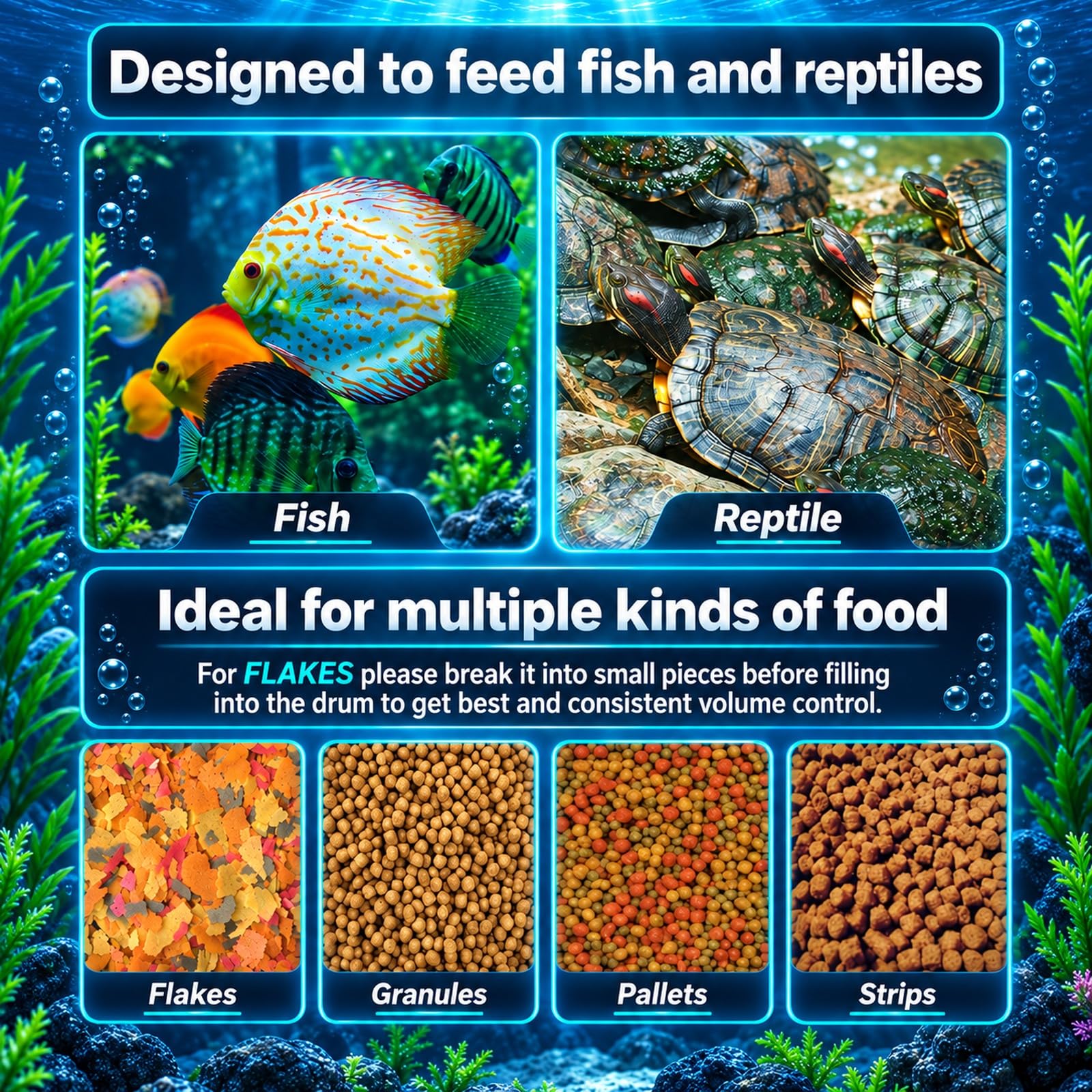 AquaMiracle distributeur monté sur aquarium pour alimentation automatique fiable