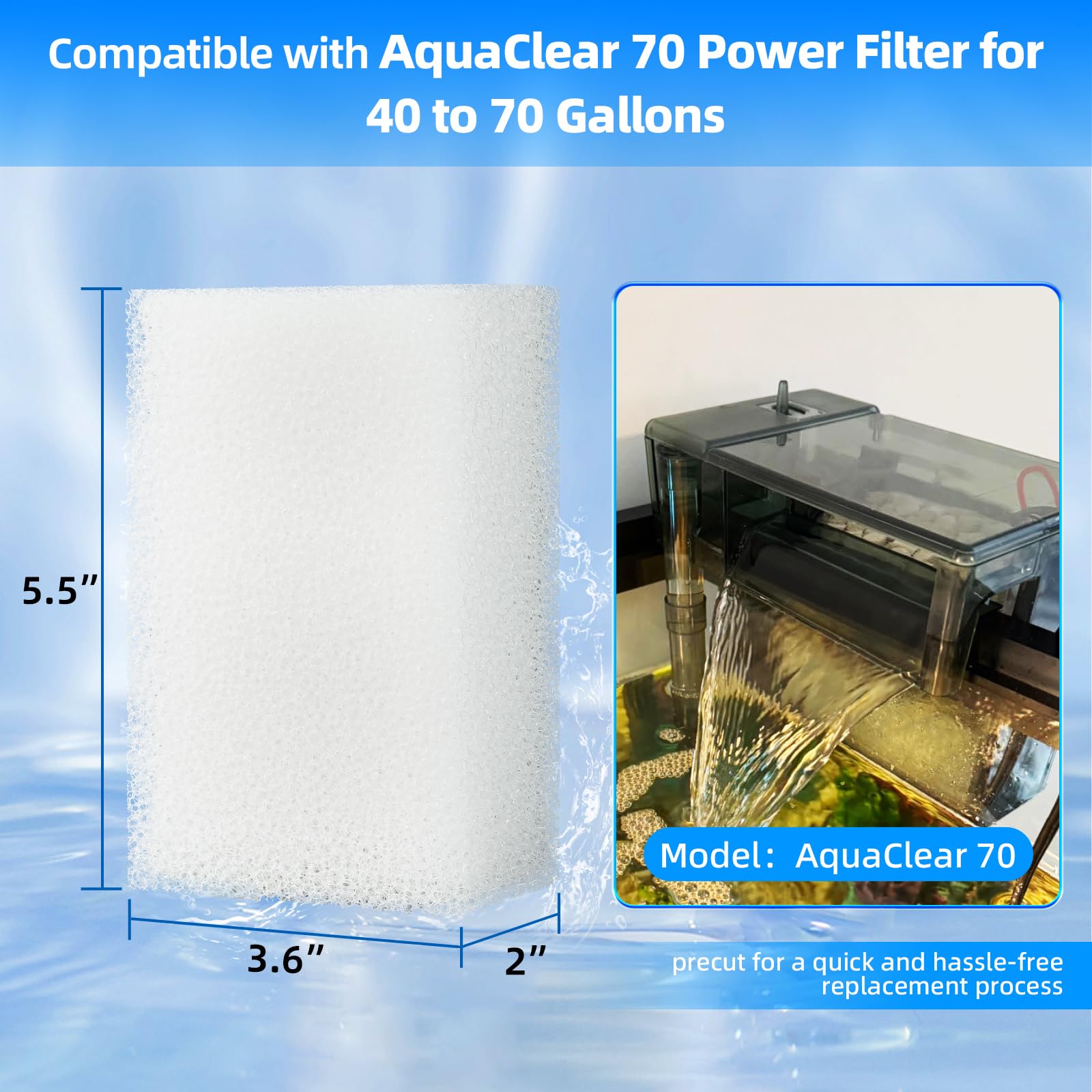 AQUANEAT gros plan sur la texture de la mousse, surface poreuse favorisant la biofiltration