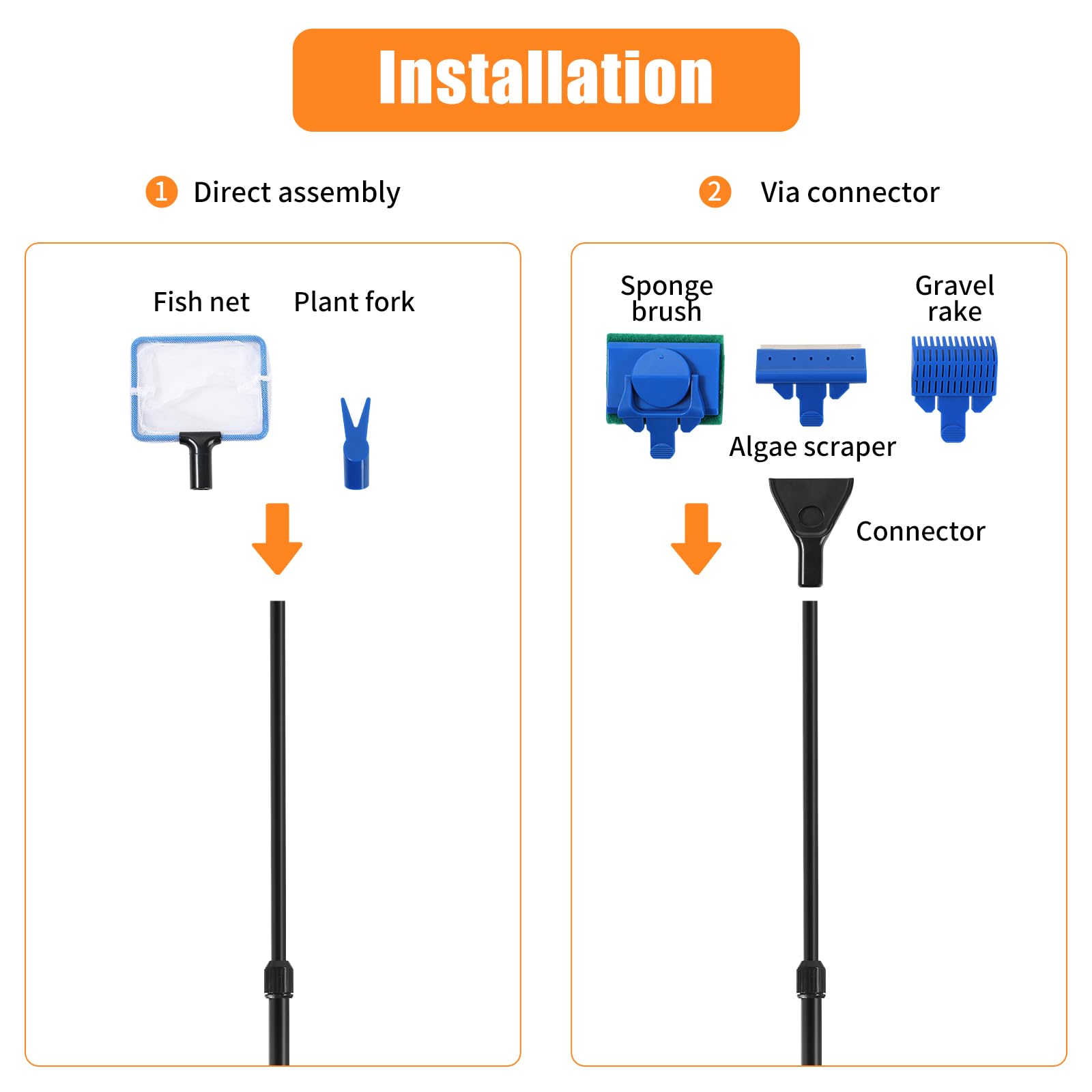 AQUANEAT comparaison d'échelle montrant taille des outils