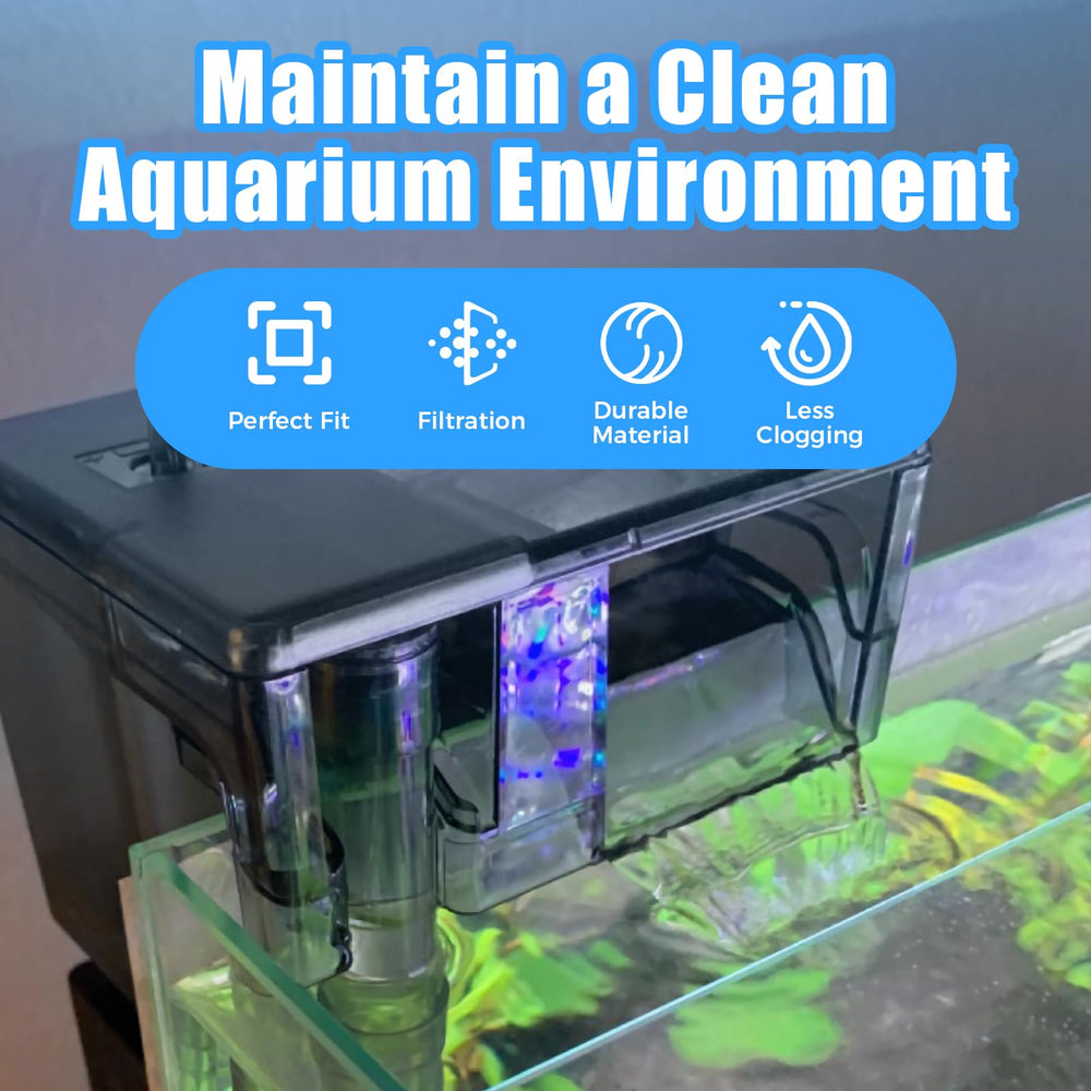 AQUANEAT mise en situation dans un aquarium avec filtre en marche, maintien de l'eau claire