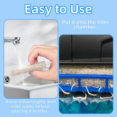 AQUANEAT tampon installé dans filtre Aqueon QuietFlow améliorant la qualité d'eau