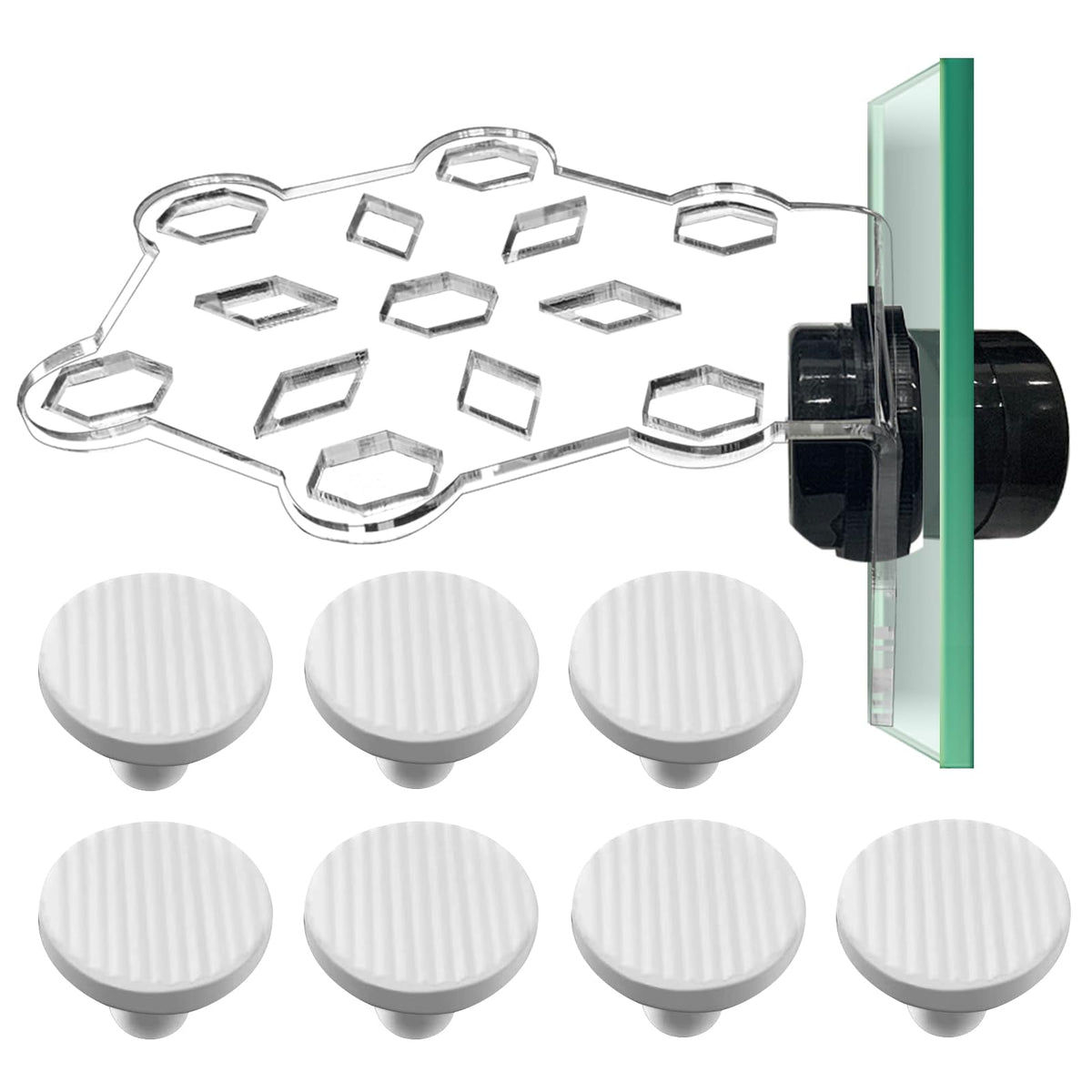 Aquarium Choice vue avant du support montrant 7 emplacements et gain d'espace