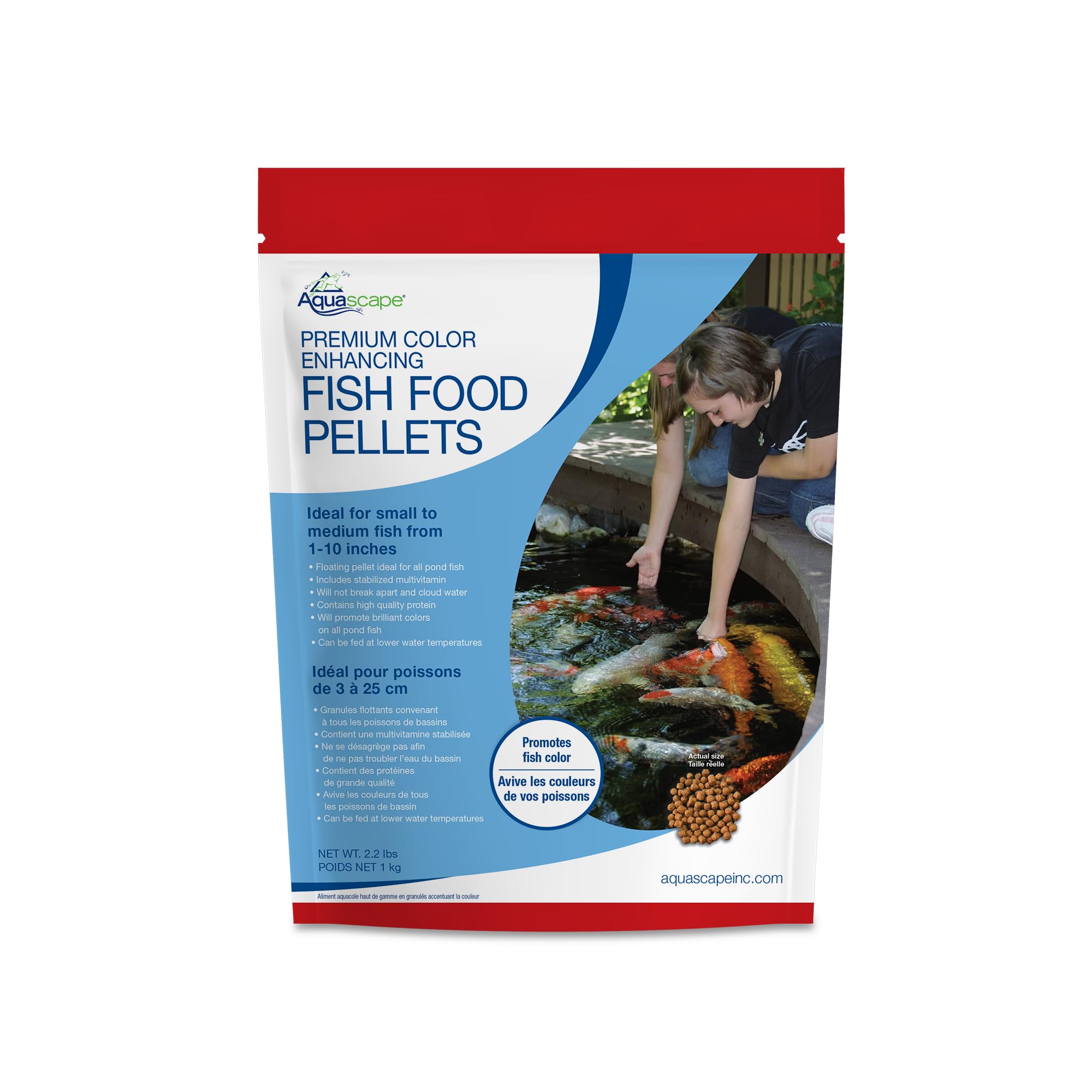 Aquascape emballage avant montrant le sac d'1 kg et le bénéfice couleur