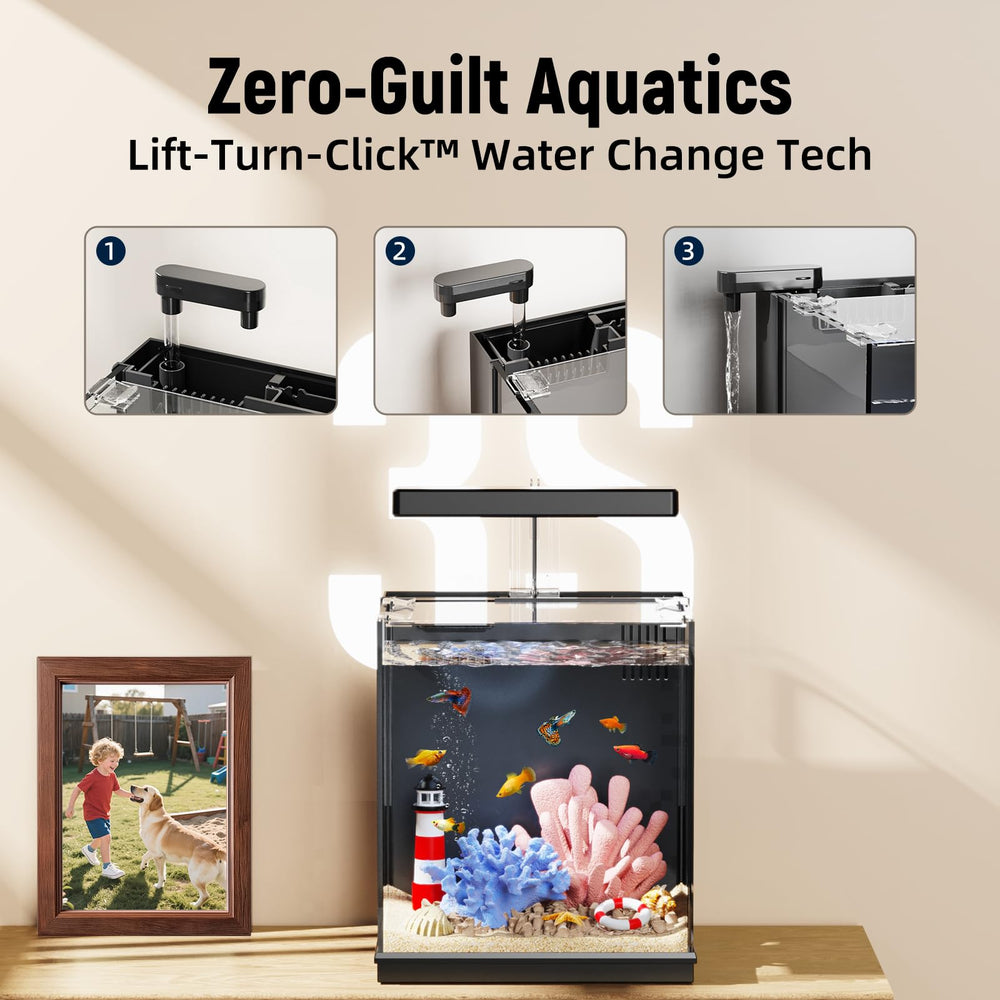 AQUASMITH mécanisme Lift-Turn-Click pour changement d'eau simple et propre