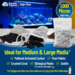 Aquatic Experts sac filtrant en place dans un filtre d'aquarium montrant protection de la pompe