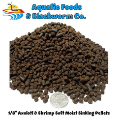 Aquatic Foods Inc. gros plan granulés 1/8" montrant la texture molle et appétente