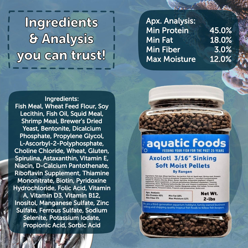 Aquatic Foods Inc. granulés à côté d'une règle échelle taille adaptée