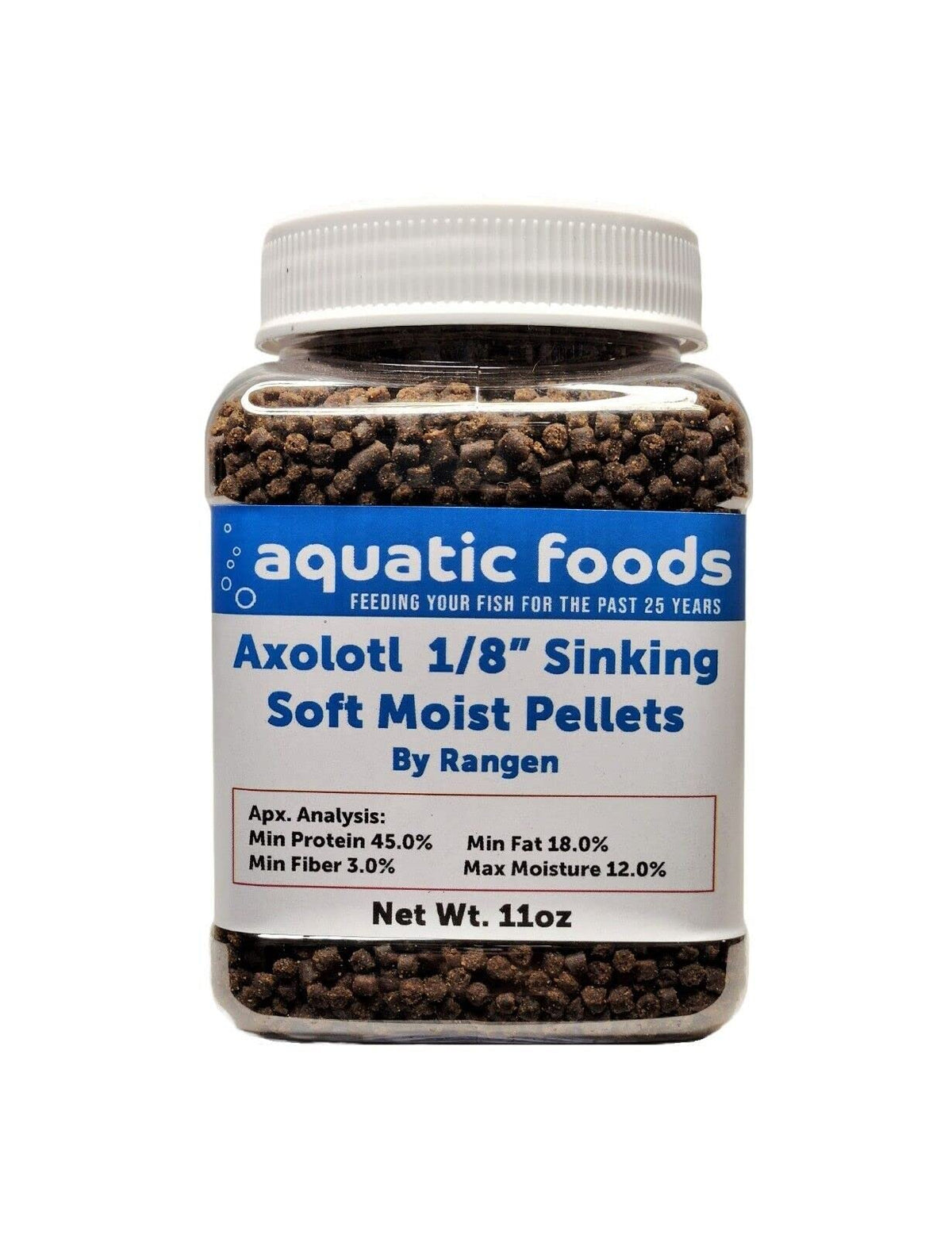 Aquatic Foods Inc. pot face montrant l’étiquette et l’emballage pratique