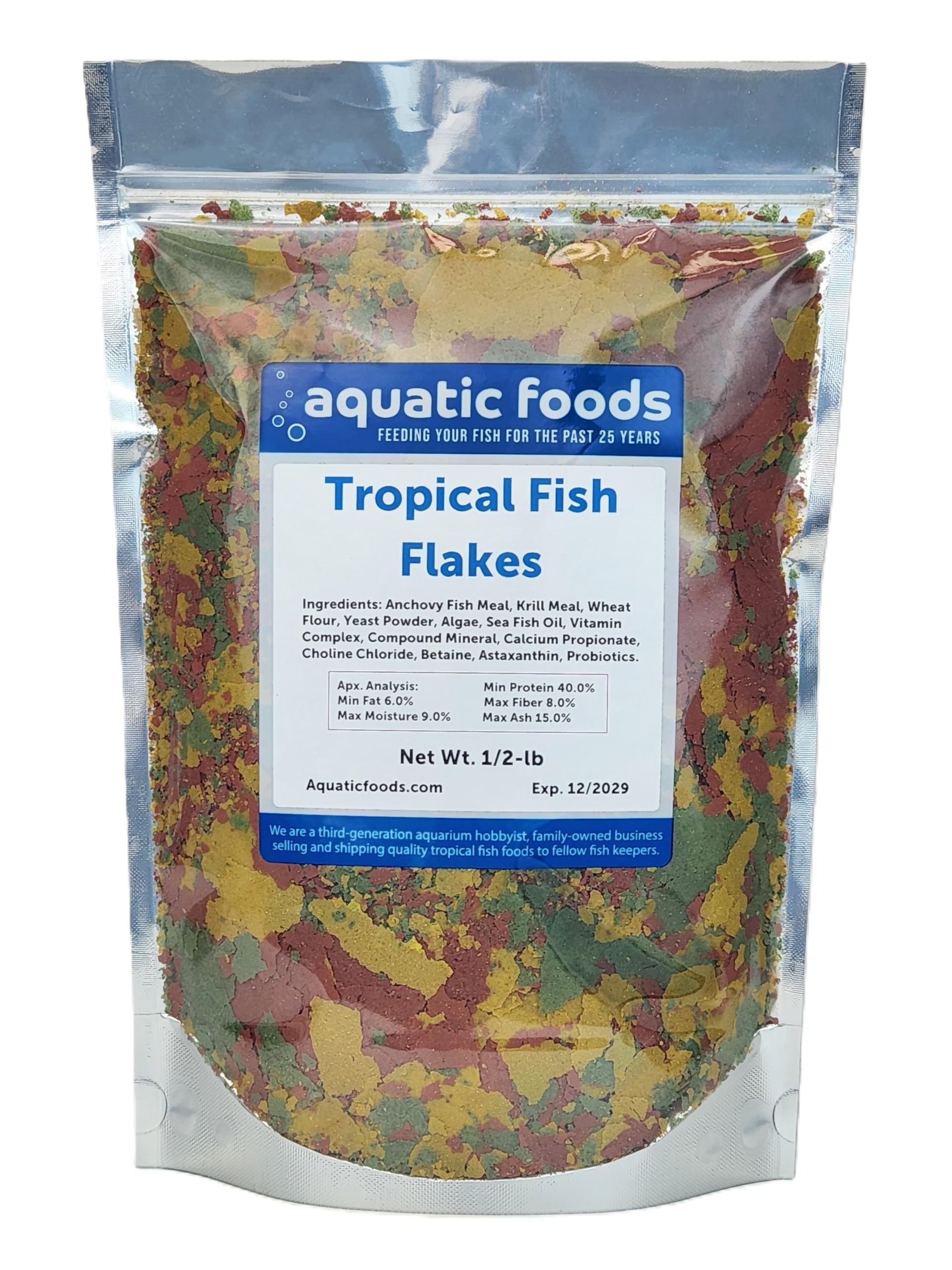 Aquatic Foods Inc emballage face montrant sac 1/2 lb et informations produit
