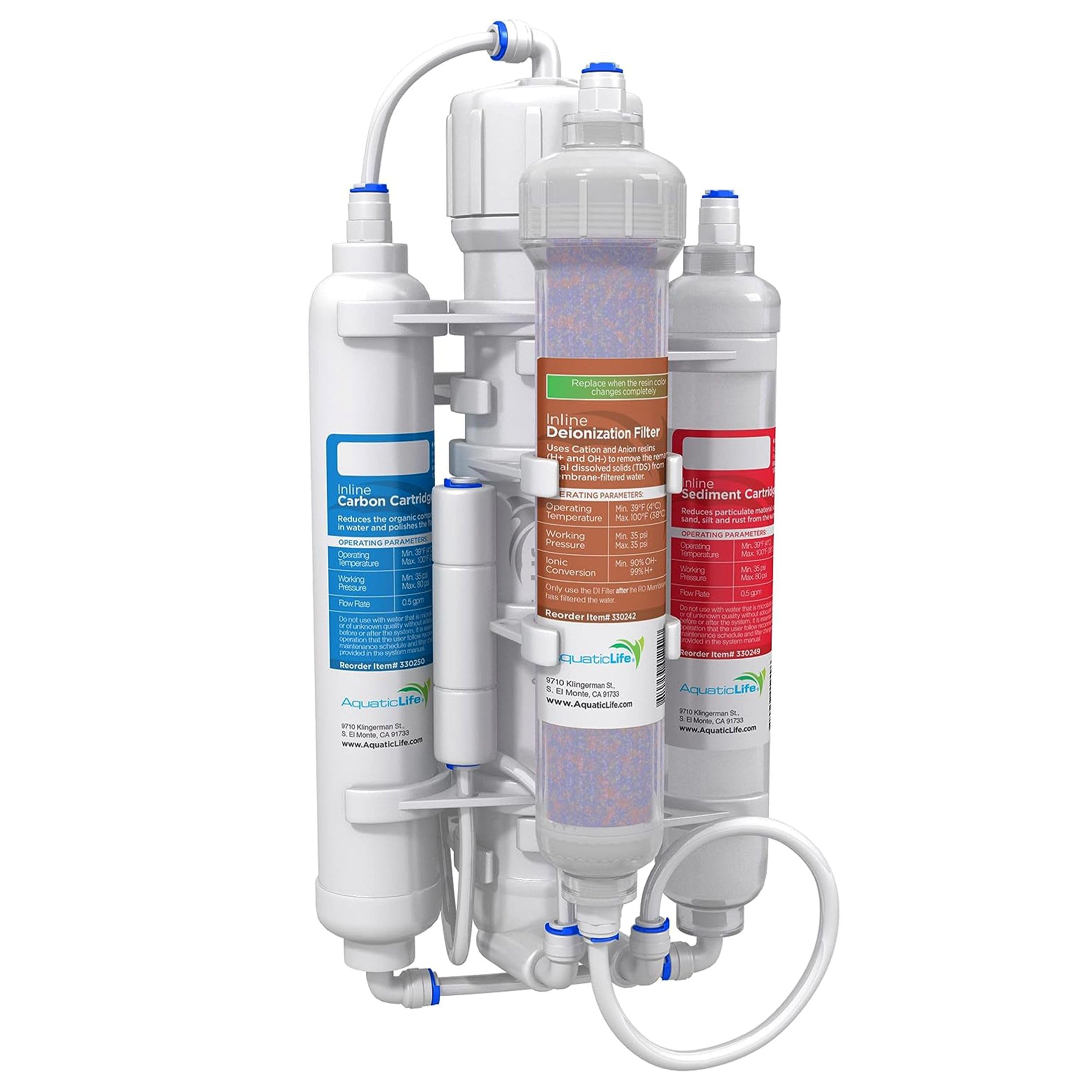 Aquatic Life vue avant du système RO Buddie montrant boîtier compact et connexions, économie d'espace