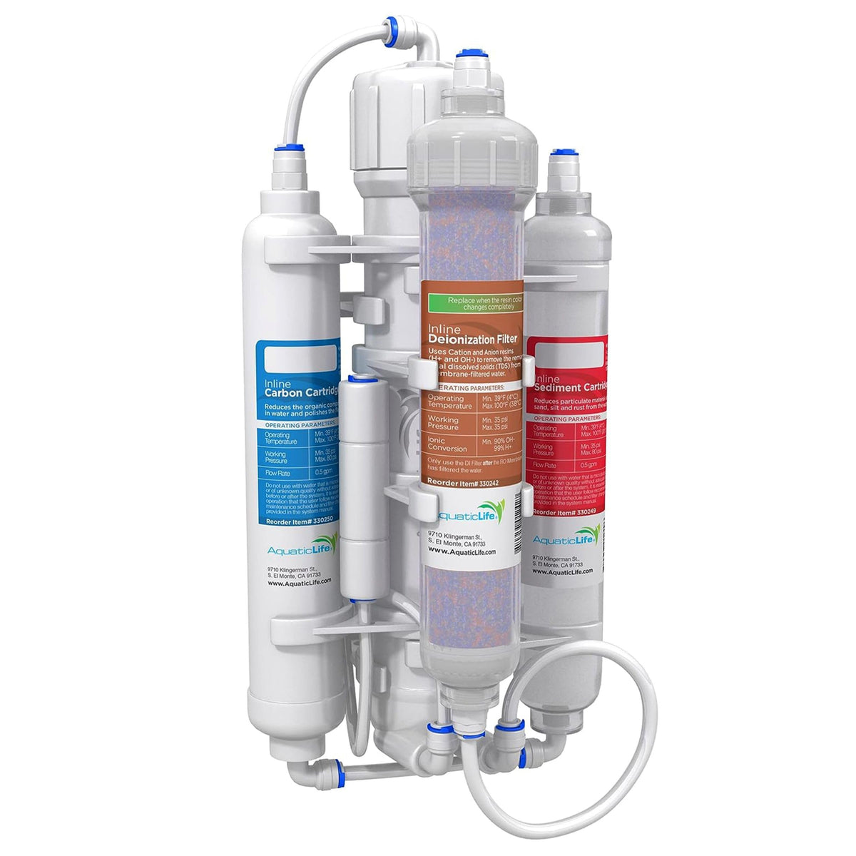 Aquatic Life vue avant du système RO Buddie montrant boîtier compact et connexions, économie d'espace