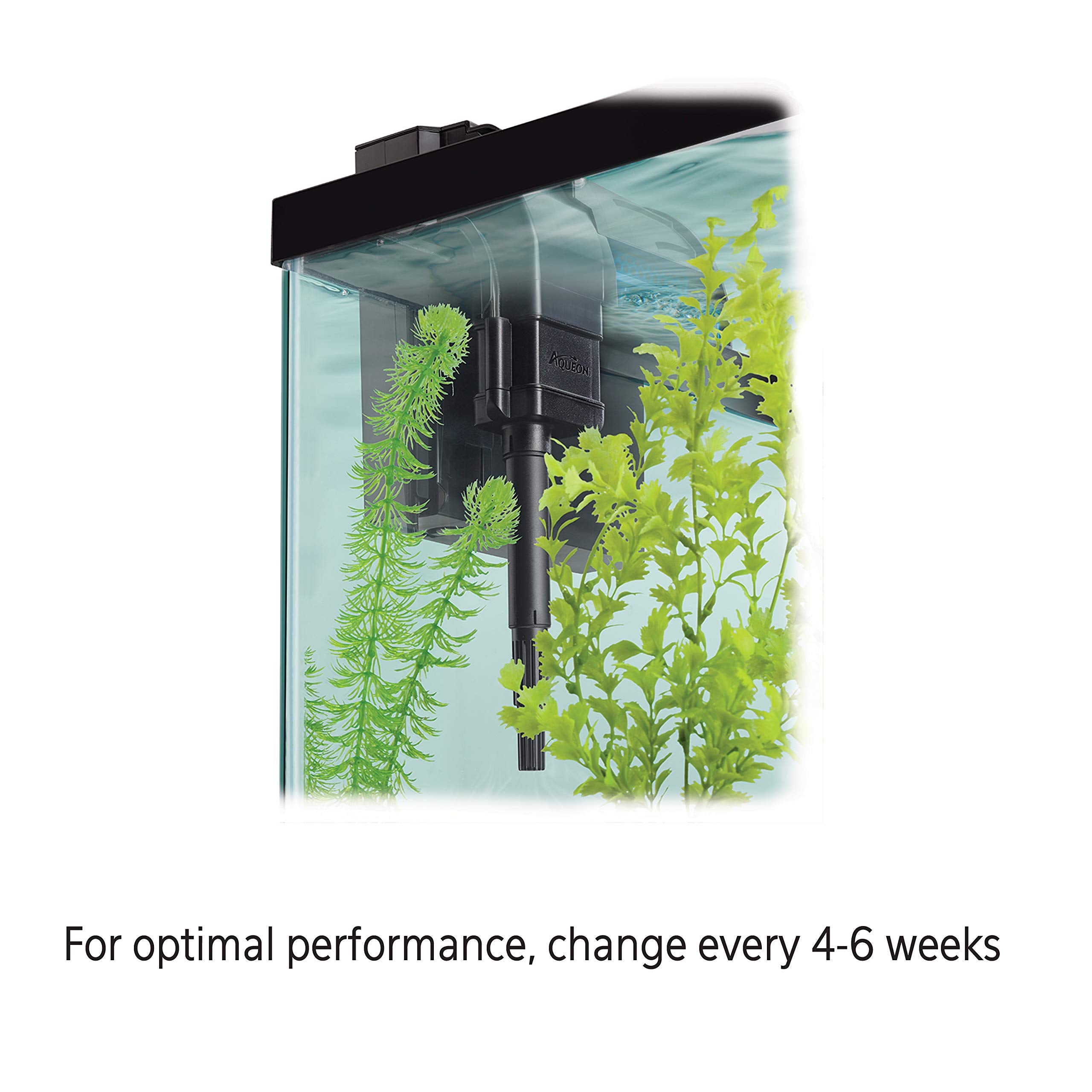 Aqueon cartouche à côté d'un aquarium pour comparaison d'échelle, ajustement sûr