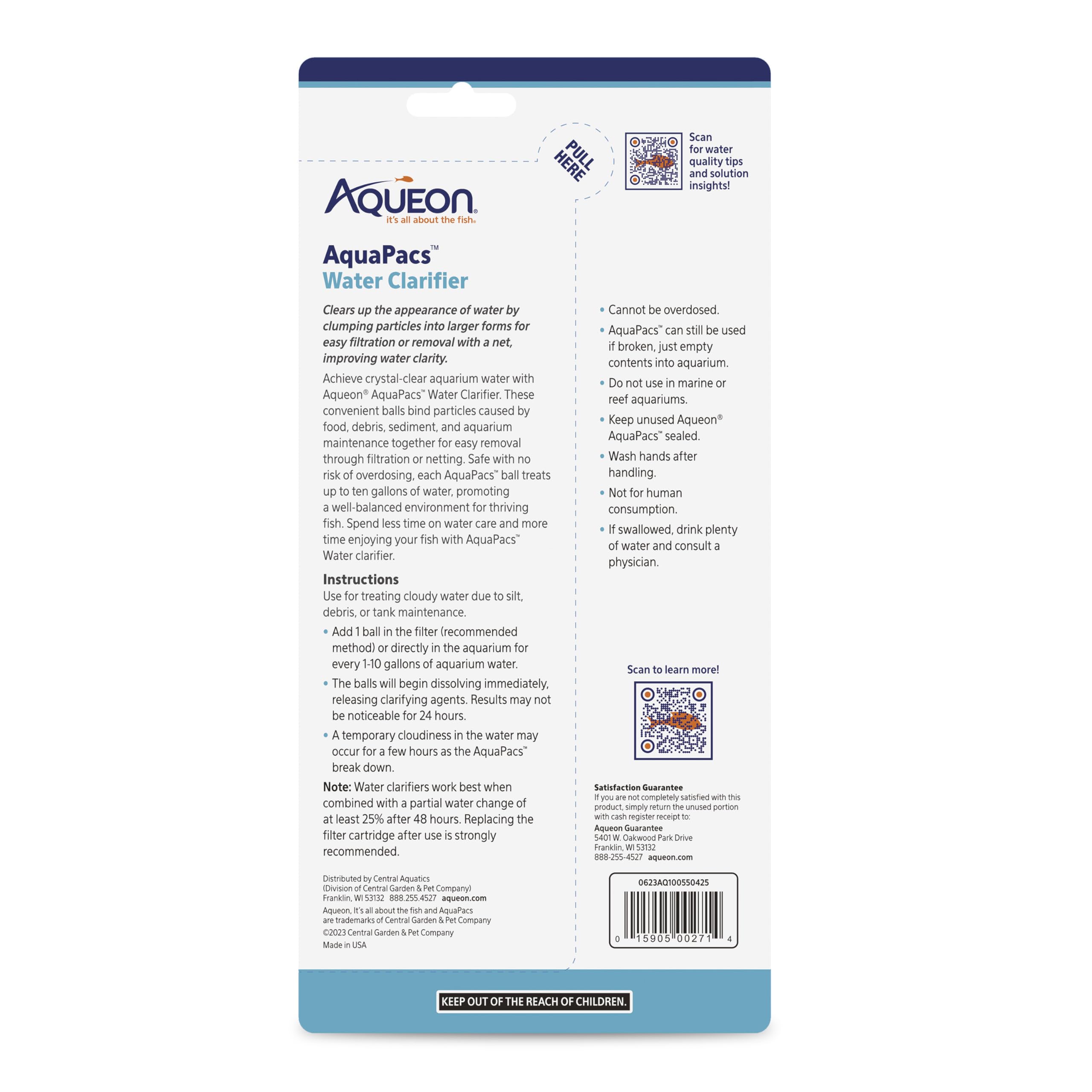 Aqueon pastille près du filtre démontrant compatibilité avec filtration