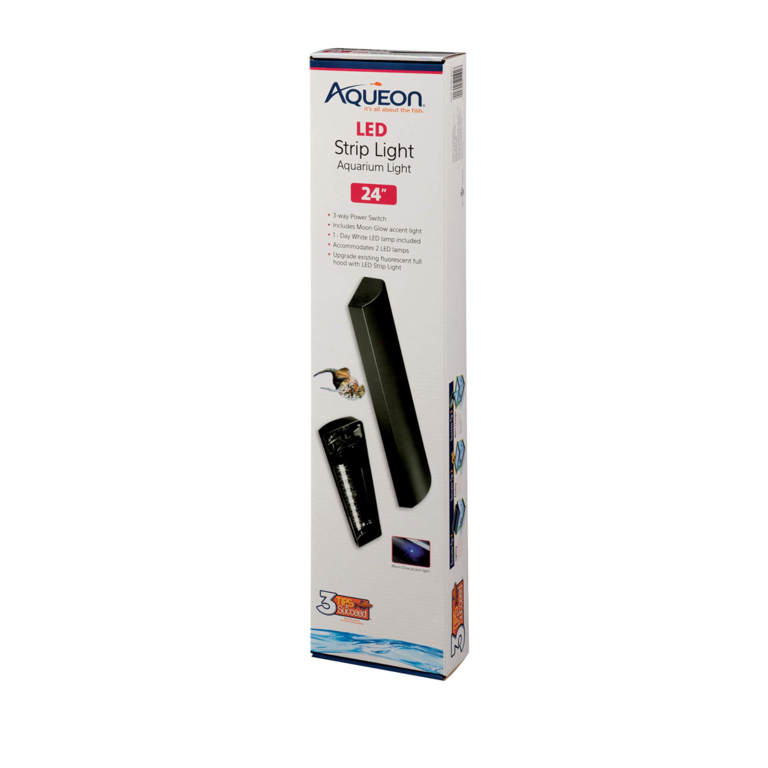 Aqueon rampe LED frontale montrant l'apparence et l'installation facile