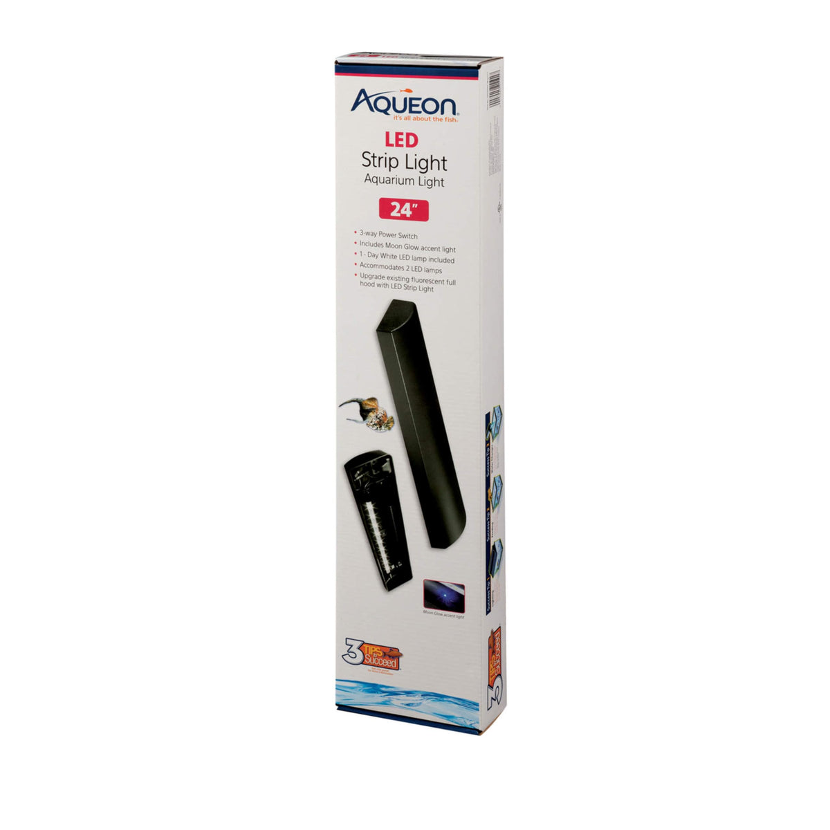 Aqueon rampe LED frontale montrant l'apparence et l'installation facile