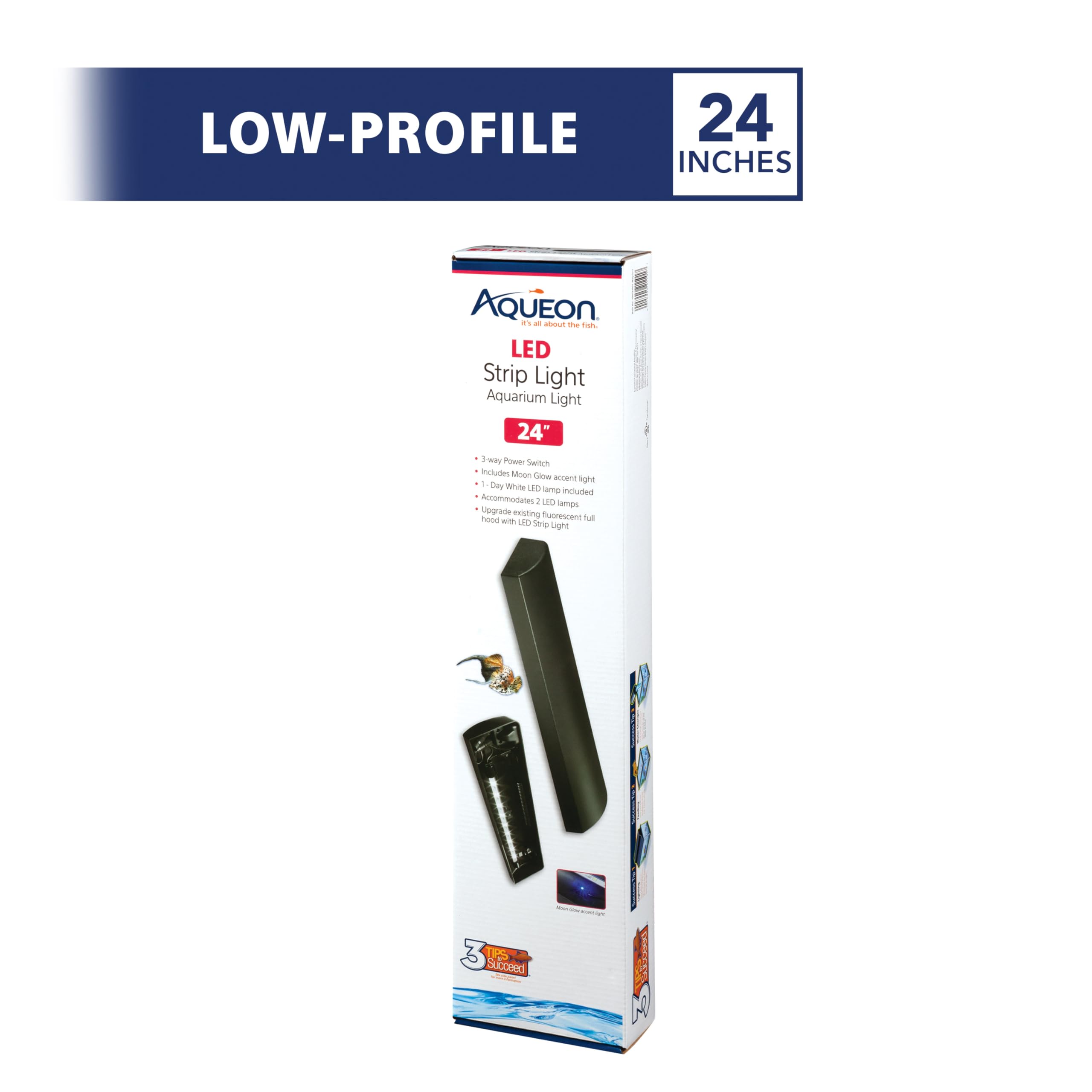 Aqueon rampe LED vue de profil mettant en valeur le format fin et discret