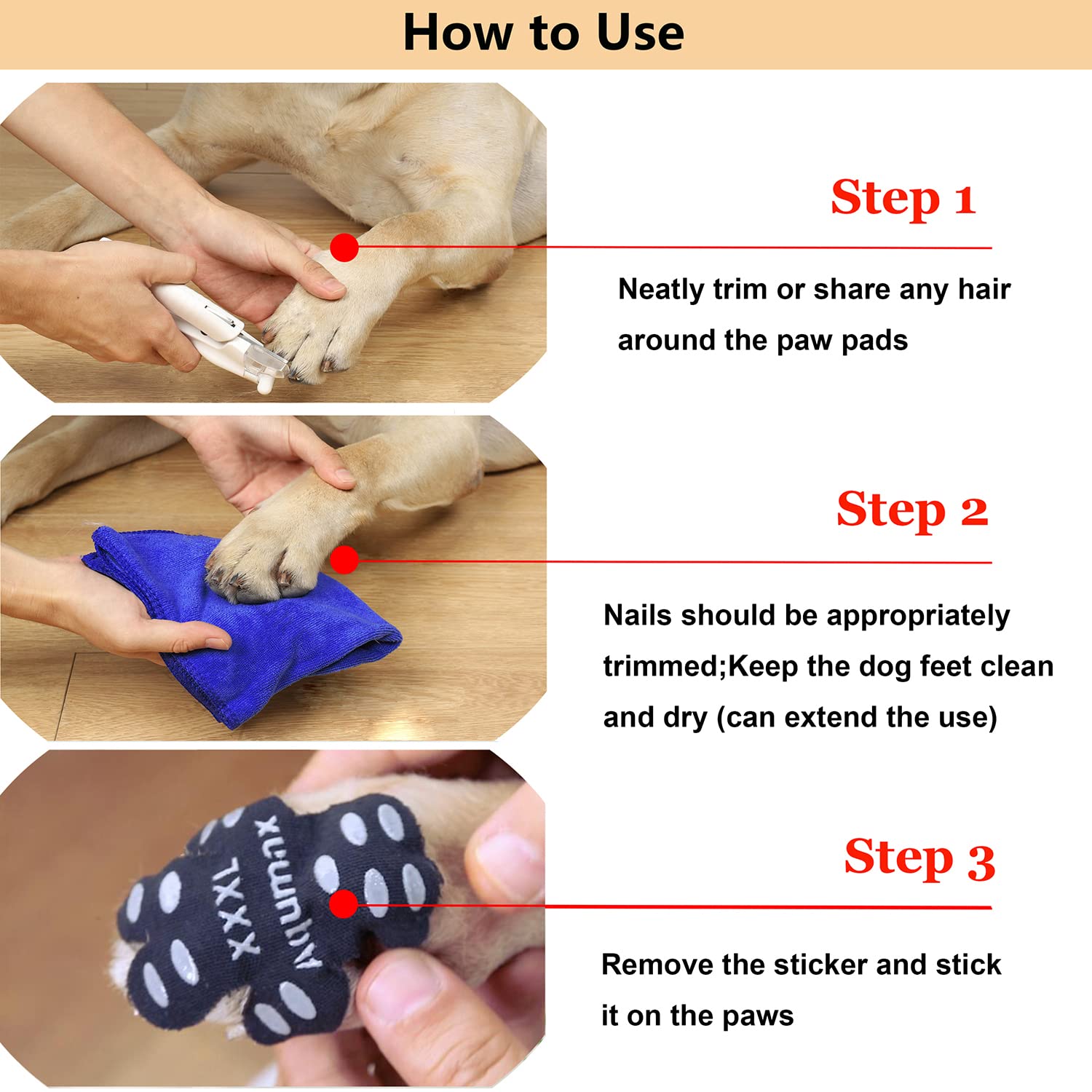 Aqumax patch collé sur patte de chien améliorant stabilité au pas