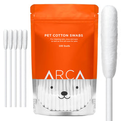 ARCA PET emballage avant montrant 100 cotons-tiges, gain de durée