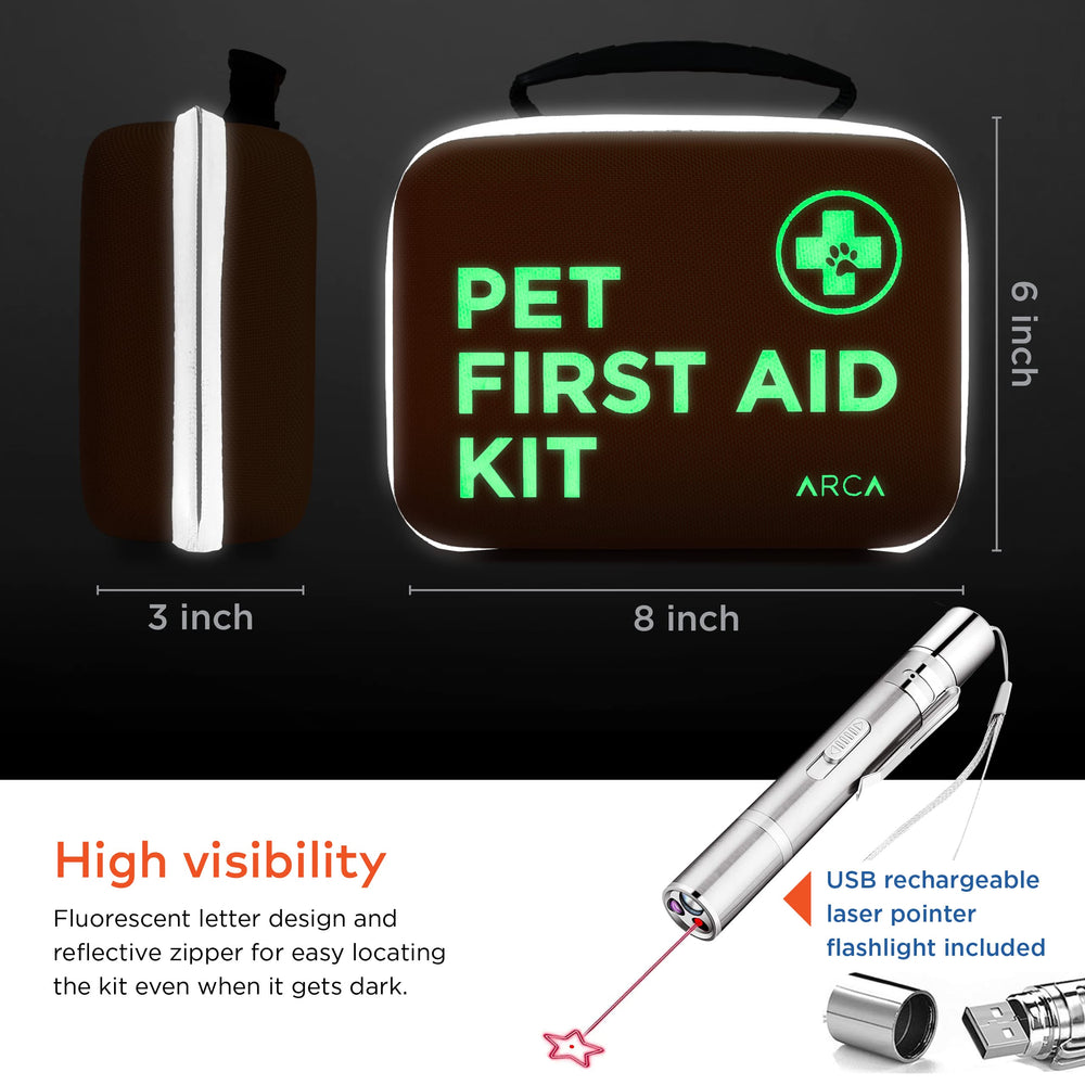 ARCA PET fermeture éclair réfléchissante en gros plan pour retrouver facilement la trousse