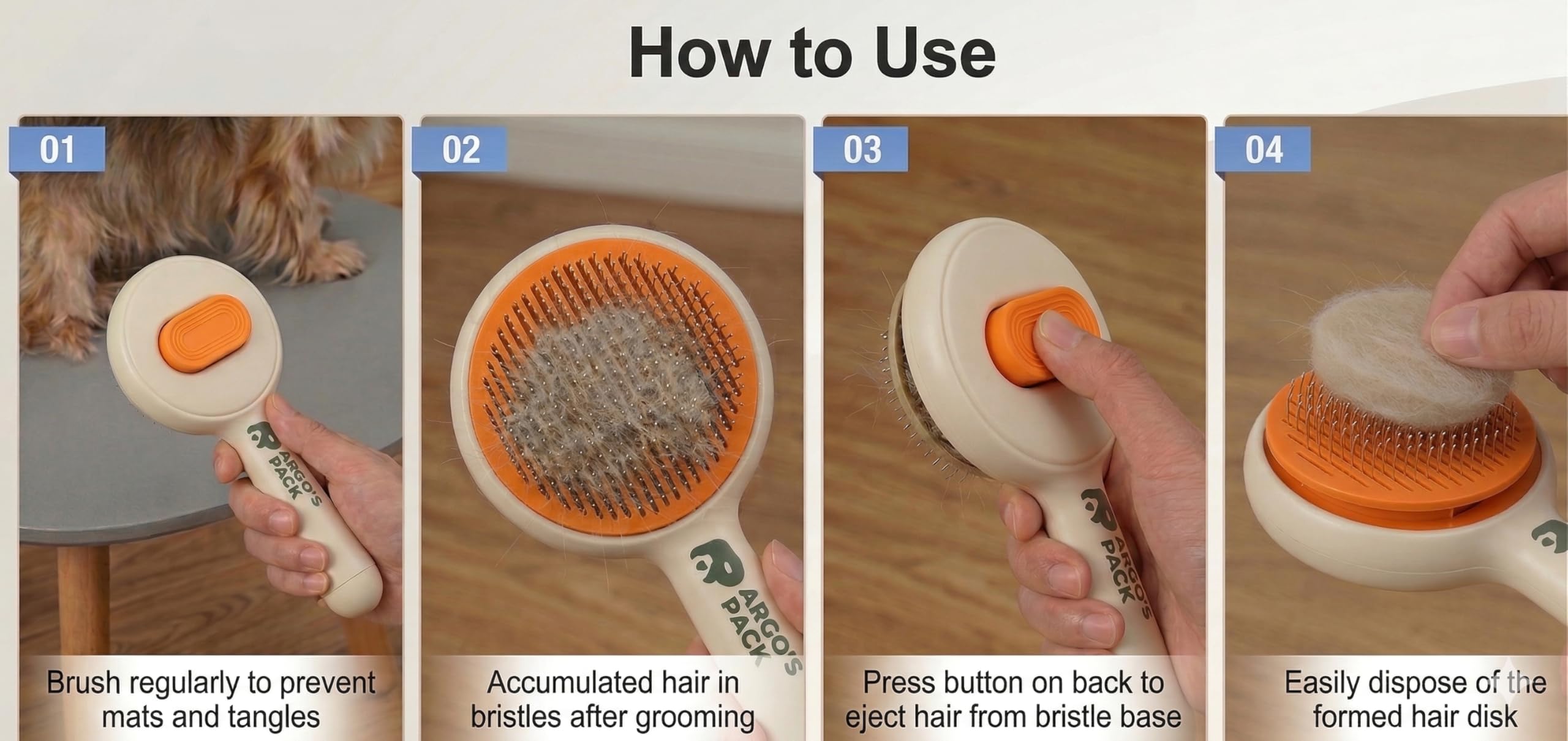 Argo's Pack en action sur un chat pour limiter les nœuds et les poils